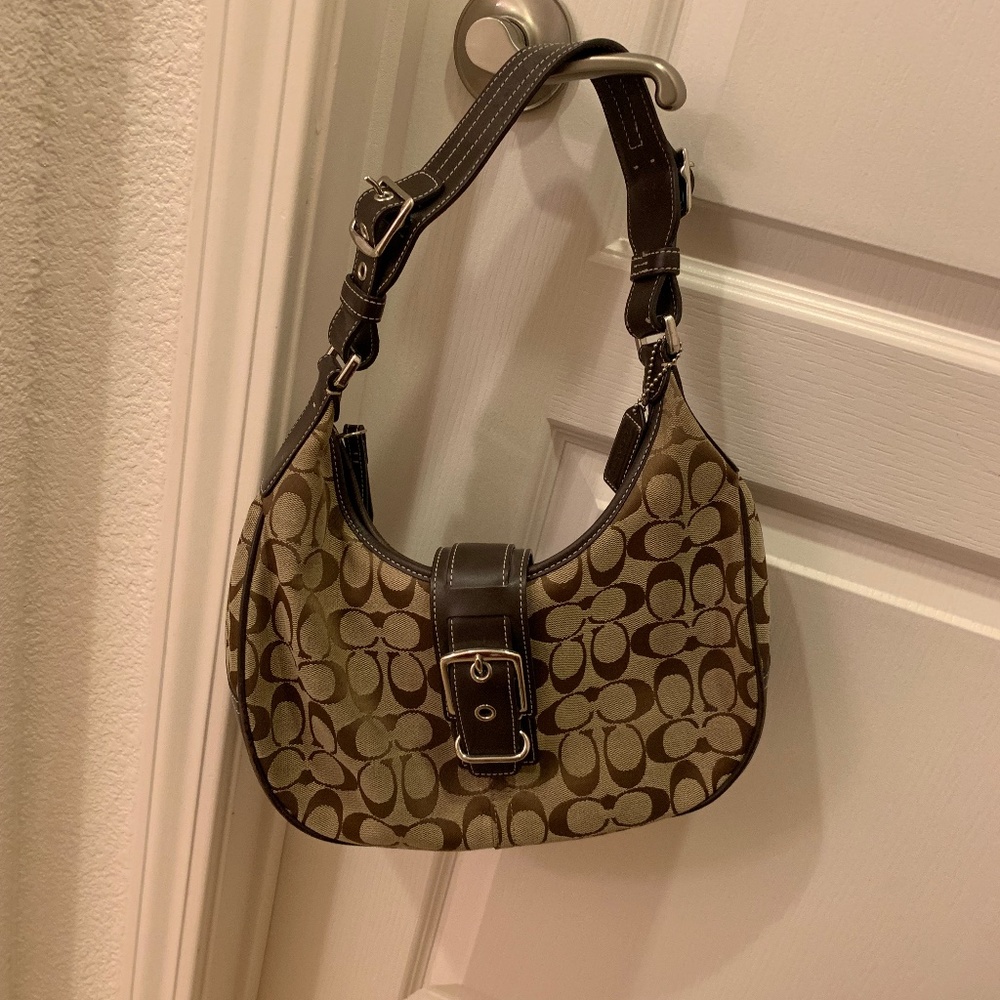 Coach brown and tan hobo bag
